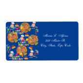 住所返品ラベルピザパイハッピーバースデー ラベル (正面)