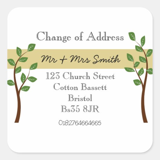 住所金ゴールド帯の変更 スクエアシール (正面)