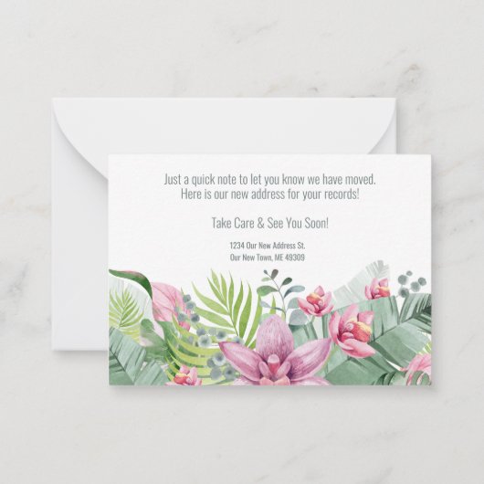 住所録の変更を移転した ノートカード (裏面)