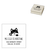 住所2の上から覗く明るい犬 ラバースタンプ (押印)