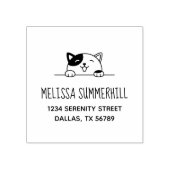 住所2の上を覗くCalico Catの笑顔 ラバースタンプ (インプリント)