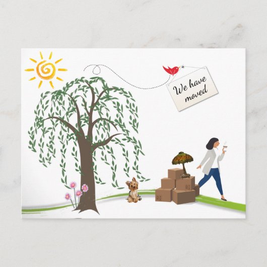 住所2はがきの滑稽な変更 案内ポストカード (正面)