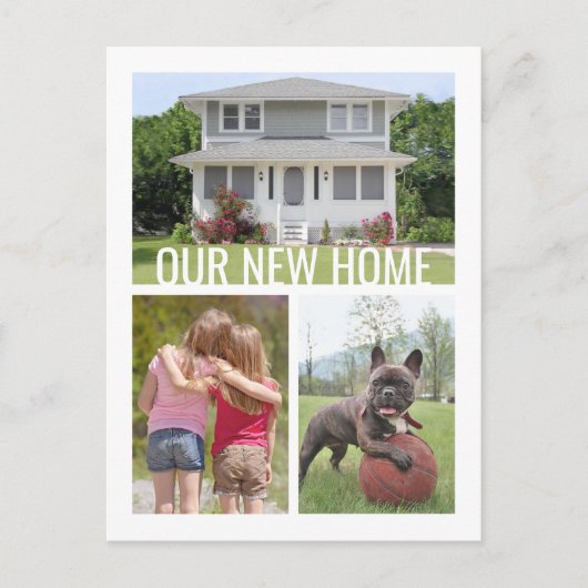 住所4の文字変更の写真コラージュ移動 案内ポストカード (正面)