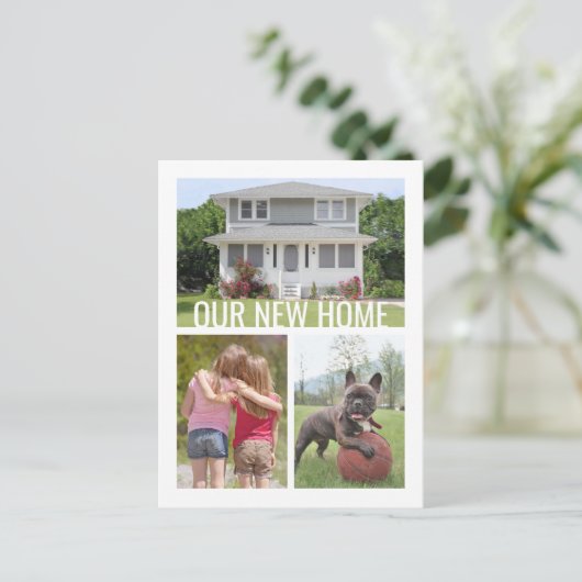 住所4の文字変更の写真コラージュ移動 案内ポストカード (スタンド正面)