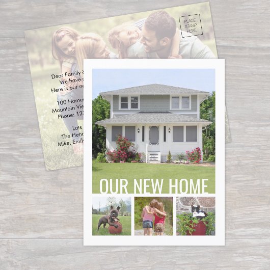 住所5の文字変更の写真コラージュ移動 案内ポストカード