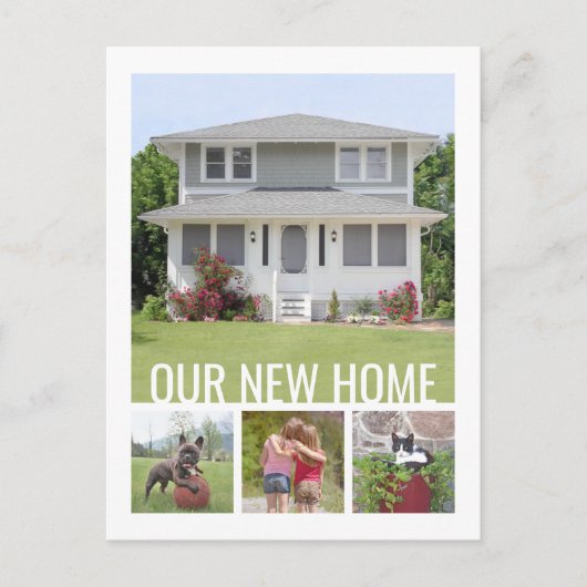 住所5の文字変更の写真コラージュ移動 案内ポストカード (正面)