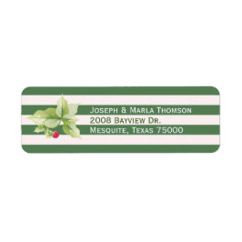 住所 シールとホリストライプー・クリスマス ラベル