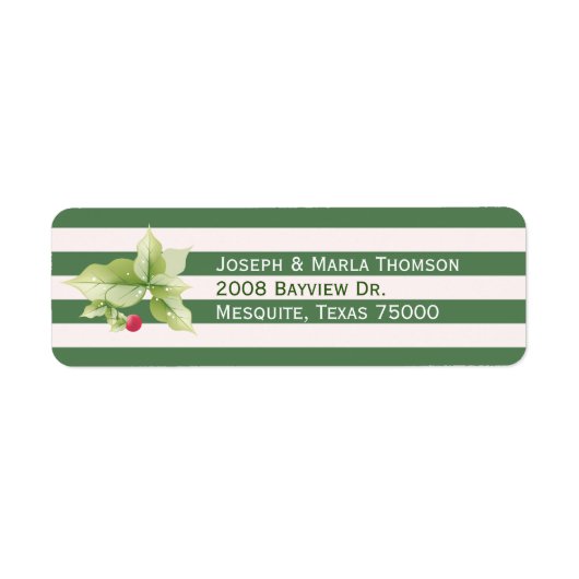 住所 シールとホリストライプー・クリスマス ラベル (正面)