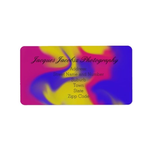 住所 シールとレトロ絞り染めスタイルの背景 ラベル (正面)