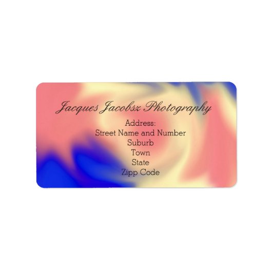 住所 シールとレトロ絞り染めスタイルの背景 ラベル (正面)