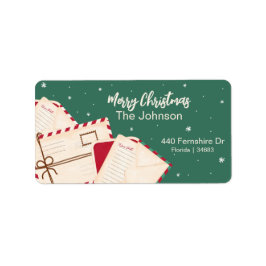 住所 シールとヴィンテージ水色レット ラベル