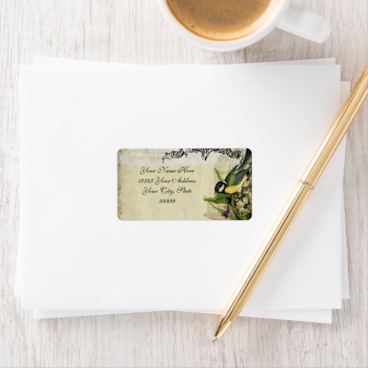 住所 シールイエローソングバードケージフローラ ラベル (インサイチュ)