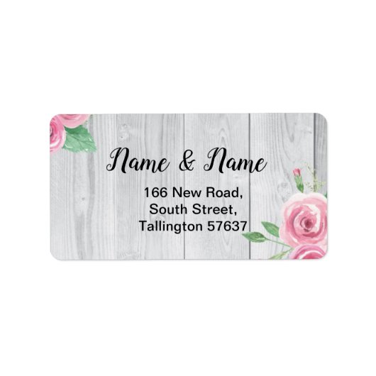 住所 シールウッドフラワーフローラピンクローズ ラベル (正面)