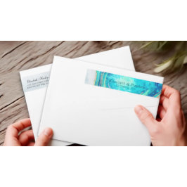 住所 シールエレガントモダンティール（緑がかった色）金ゴールドアゲード ラップアラウンドラベル