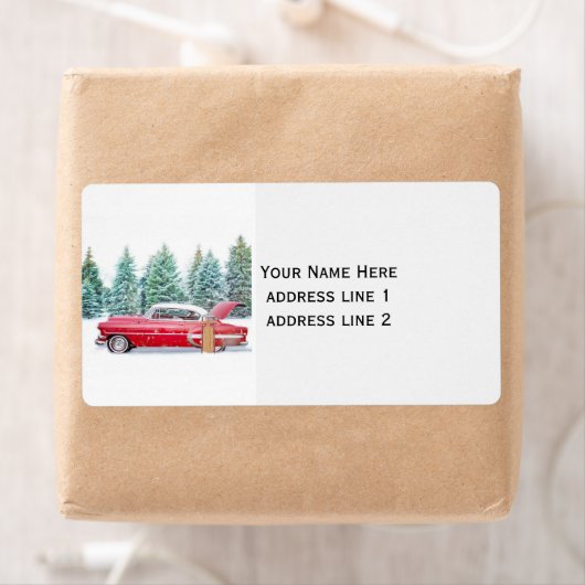 住所 シールカスタムクラシック車クリスマス ラベル (インサイチュ)