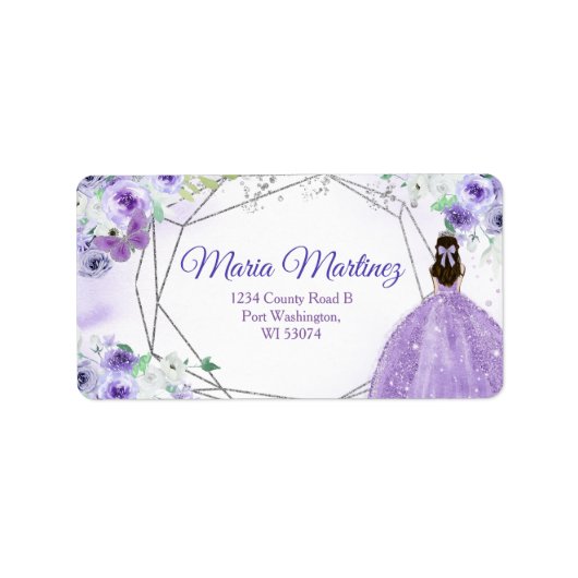 住所 シールキンセアニラ15アノスシルバーパープル ラベル (正面)