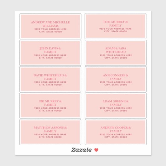 住所 シールシンプルピンク シール (シート)