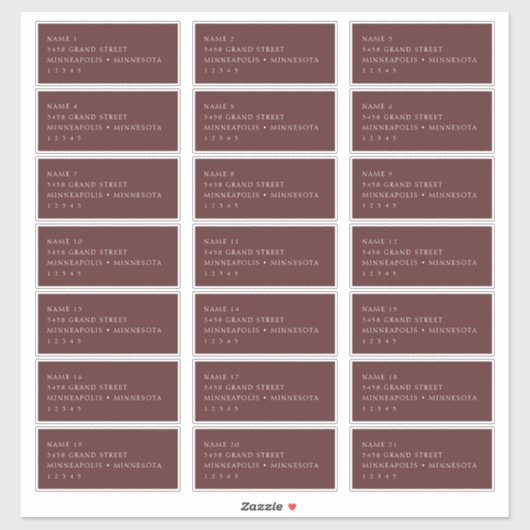 住所 シールシンプルミニマリストブルガンディゲスト シール (シート)