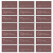 住所 シールシンプルミニマリストブルガンディゲスト シール (正面)