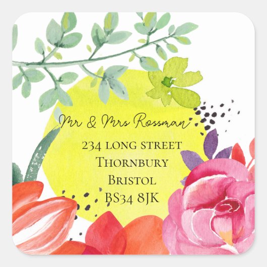 住所 シールシールフローラデザインの変更 スクエアシール (正面)