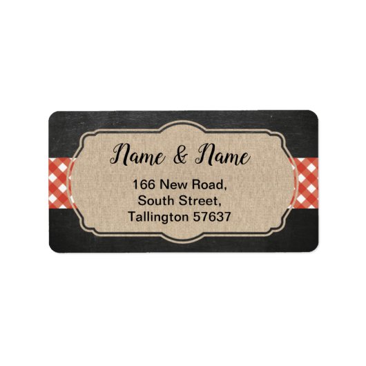 住所 シールレッドジンガムI do BBQ Burlap 結婚's ラベル (正面)