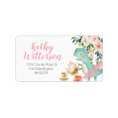 住所 シール恐竜の茶のパーティー推測ベビーシャワー ラベル (正面)