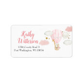 住所 シール熱気球の動物の赤ちゃんシャワー ラベル (正面)