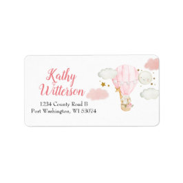 住所 シール熱気球の動物の赤ちゃんシャワー ラベル