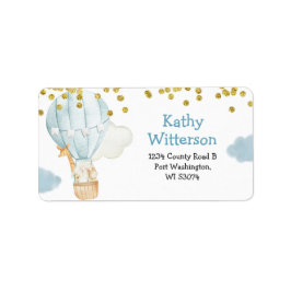 住所 シール熱気球動物のベビーシャワー ラベル