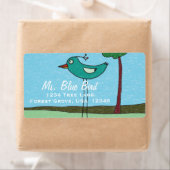 住所 シール、かわいい鳥と木 ラベル (インサイチュ)