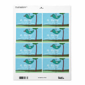 住所 シール、かわいい鳥と木 ラベル (フルシート)