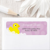 住所 シール – ゴムダッキー（アヒルちゃん）デザイン-薄紫 (インサイチュ)