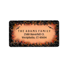 住所 シール – ハロウィーンオレンジとブラック縁ど