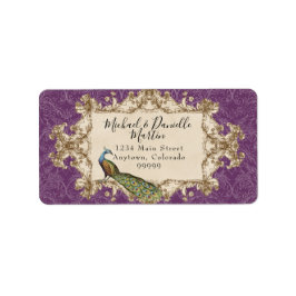 住所 シール – パープルヴィンテージ孔雀&エッチング