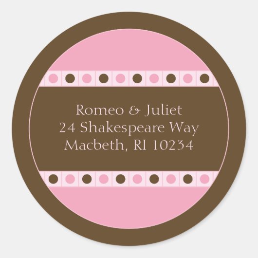住所 シール – ピンクとブラウン (正面)