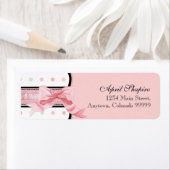 住所 シール – 赤ちゃんフランスのシャワーの弓とドット (インサイチュ)