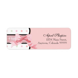 住所 シール – 赤ちゃんフランスのシャワーの弓とドット