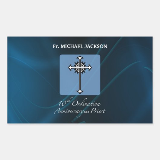 住職の10周年記念にパーソナライズ 長方形シール (正面)