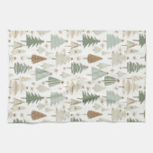 佐賀エレガントグリーンクリスマスツリーパターン キッチンタオル (横)