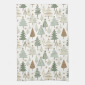佐賀エレガントグリーンクリスマスツリーパターン キッチンタオル (縦)