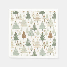 佐賀エレガントグリーンクリスマスツリーパターン スタンダードカクテルナプキン