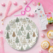 佐賀エレガントグリーンクリスマスツリーパターン ペーパープレート (パーティー)