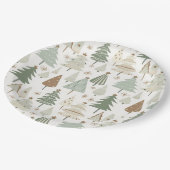 佐賀エレガントグリーンクリスマスツリーパターン ペーパープレート (アングル)