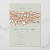 佐賀グリーンバラ金ゴールドワイナリースケッチカップルシャワー 箔招待状 (正面)