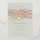 佐賀グリーンバラ金ゴールドワイナリースケッチベイビーシャワー 箔招待状 (正面)