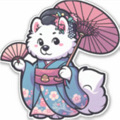 佐面犬の着物 シール (正面)