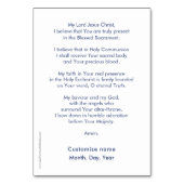 体と血液、ユーカリスト祈りの言葉カード テーブルナンバー (裏面)