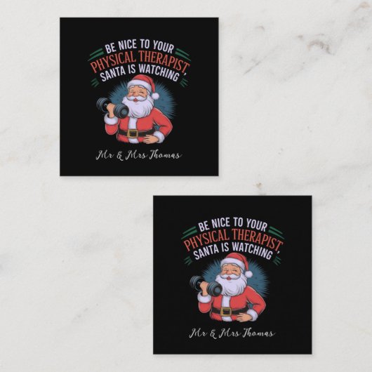 体のセラピストに優しくサンタ スクエア名刺 (正面/裏面)