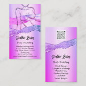 体カスタム彫刻コスメティックロゴQRコードピンク 名刺 (正面/裏面)