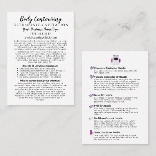 体コンタリング超音波キャビテーション情報 名刺 (正面/裏面)